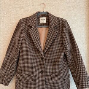 Abercrombie & Fitch Black and Brown Houndstooth Blazer